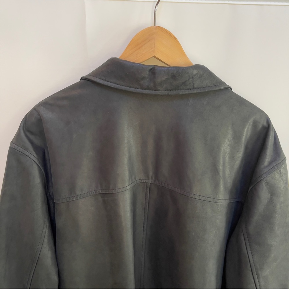 Banana Republic Black Long Line Genuine Leather Jacket, Women's Size XXL - Picture 7 of 10